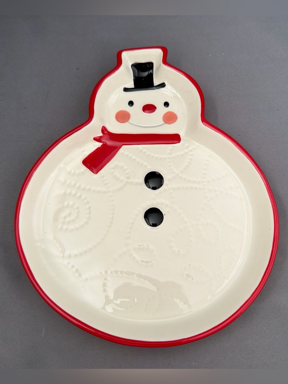 HALLMARK 8" SNOWMAN Cookie Plate - Candy Dish - Relish Tray - 2012